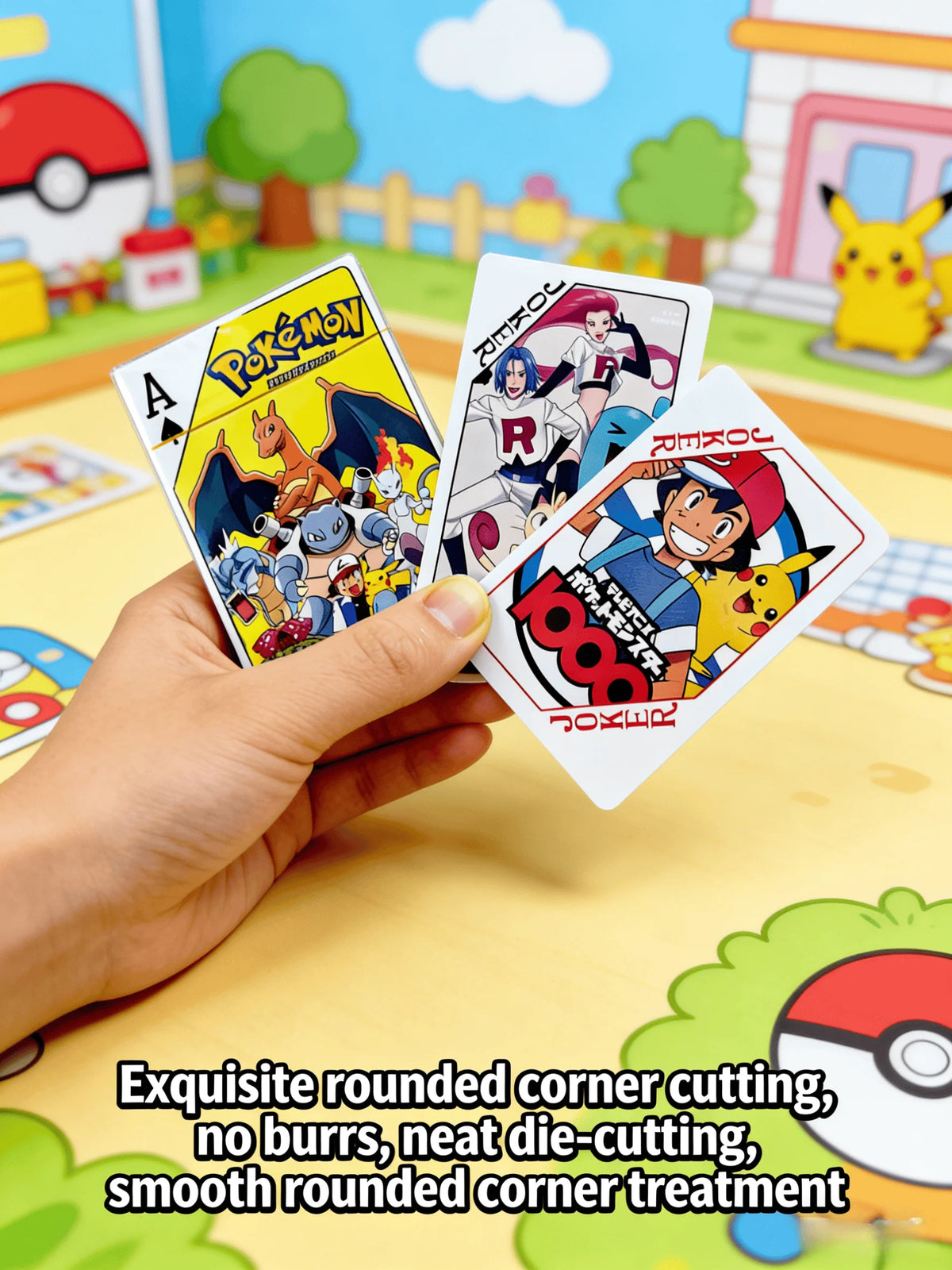 Pokemon poker spelkort med Pikachu och Charizard