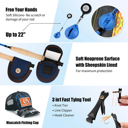 Maxcatch Extreme-X Fly Fishing Rod and Reel Kit 3-8WT Complete Starter Outfit with Extra Tip Section Fishing Gear Accessory