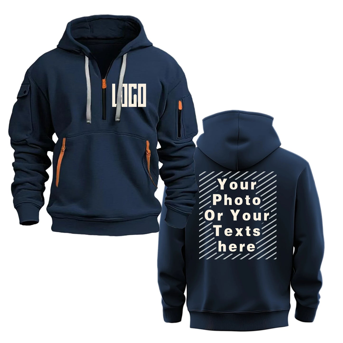 Hoodie Eget Tryck – Unisex Dragkedja & Ärmfickor | Reklamkläder & Profilprodukter