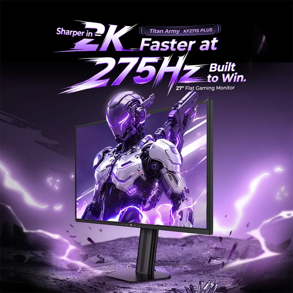 TITAN ARMY KF271S PLUS 27inch 240Hz Gaming Monitor - QHD Fast IPS, 2560x1440, HDR400, Height-Adjustable Stand, Dual RGB Edge Lights, DP/HDMI, Competitive Esports & Pro Gaming