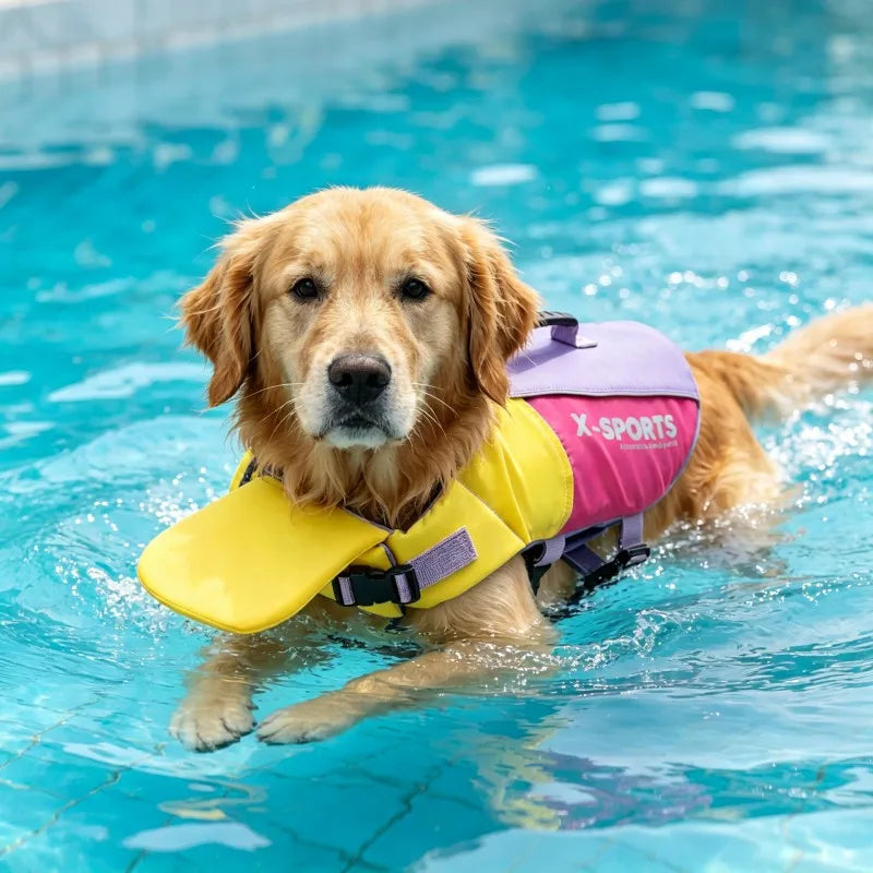 Big Dog Life Jacket with Removable Front Float Hand-Held Pet Life Vests Outdoor Training Swimming Clothes for Medium Large Dogs