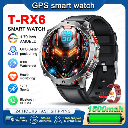 New T-RX6 Ultra Outdoor Sports Smart Watch GPS Compass  Barometer IP68 Waterproof Call Blood Oxygen Military Smartwatch For Men