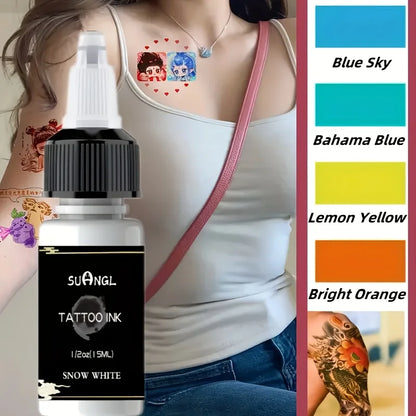 Professional Tattoo Ink - Multicolor Dynamic(14 Colors) & Vibrant Colors in 0.5oz (15ml) Bottles for Tattoo Artists