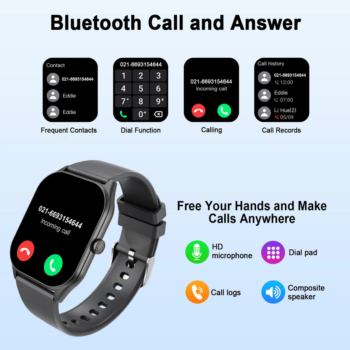 GAWSUG New Ultra thin Wireless Call SmartWatch Women Watches Men Sports Fitness Tracker Heart Rate Smartwatches For Android IOS