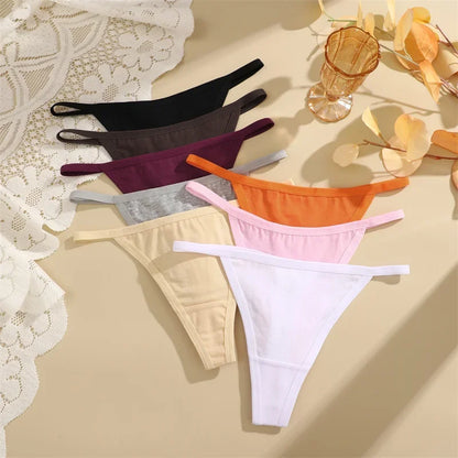 5Pcs Women Cotton Panties Female Thin Belts Underwear Sexy Low Waist G-String Thongs Ladies Soild Panties Breathable Lingerie