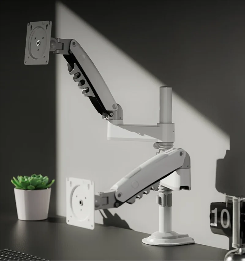 NB New H180 Full Motion 17'-27' Double Monitor Holder Gas Spring Arm LCD Mount Ergonomic Dual Arm Clamp Bracket 2-9kgs Each