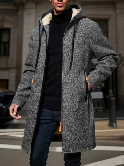 Herr Lång Vinterjacka med Fleece – Varm Vindskyddande Hoodie med Dragkedja, 4 Färger, Storlek S–XXXL