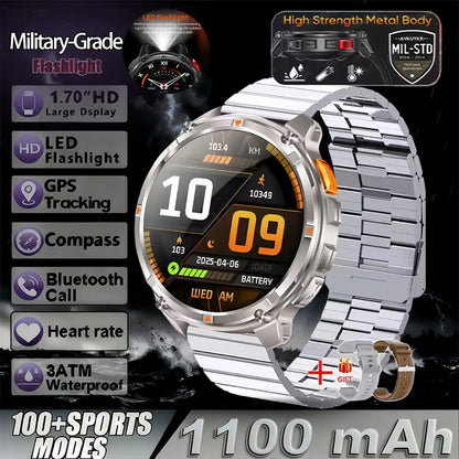 T-Rex3 Pro Militär Smartklocka 2026 – 1100mAh, GPS, Kompass, 5ATM, 14 Färger