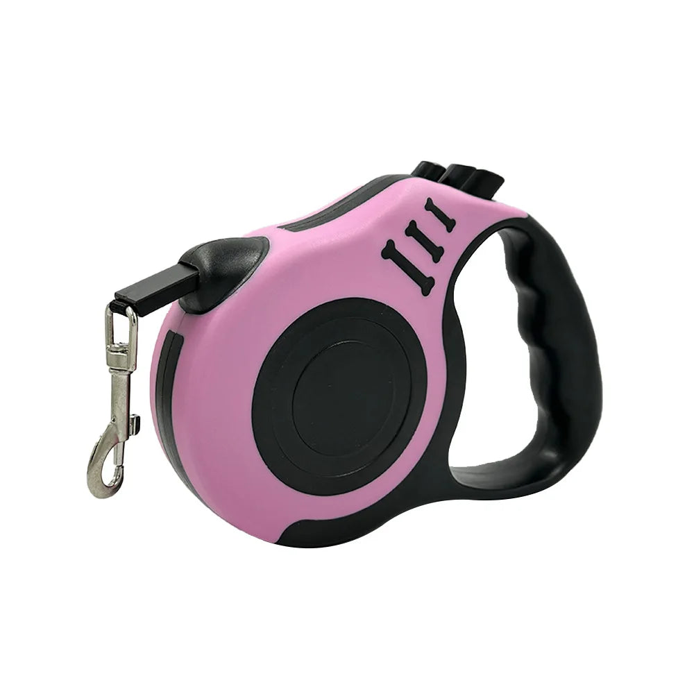 Automatiskt Utdragbart Hundkoppel 3–5 m – Nylon för Små Hundar & Katter, Blå/Rosa/Grå/Röd