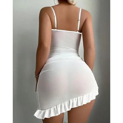 Lace Corset Push Up Bra Women Lingerie Set See-through Nightdress Sexy Bras Splicing Dress Elegant Underwear Pajamas For Female
