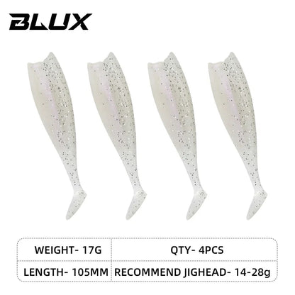 BLUX BLOD SHAD 80mm 105mm Soft Fishing Lure Jighead Black Tail Minnow Artificial Silicone Bait Saltwater Sea Bass Swimbait Gear