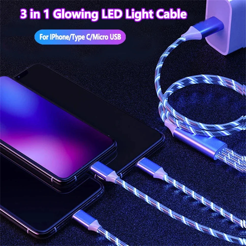 USB 3-i-1-kabel med LED-belysning