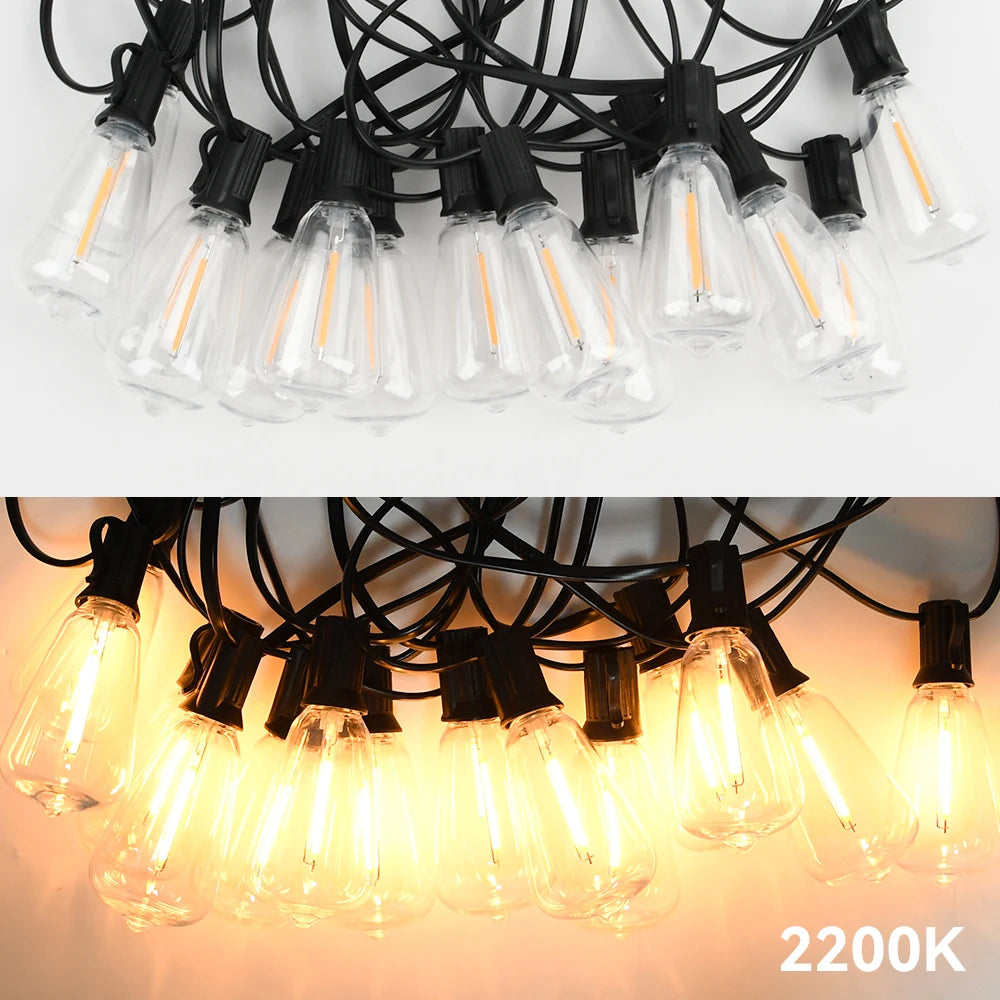 Arbrac ST38 LED-ljusslinga Utomhus IP44 – Varmvit 2200K Krossäker Fjärrkontroll Dimmer 15/18/20/30m Trädgård Bröllop Jul CE RoHS
