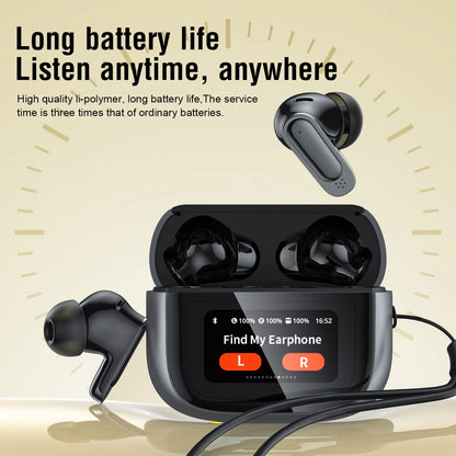 BOSECXT V11 True Wireless In-Ear Earbuds – Bluetooth 5.4 ANC ENC HiFi Stereo Touch-kontroll Mikrofon Laddningsfodral Svart