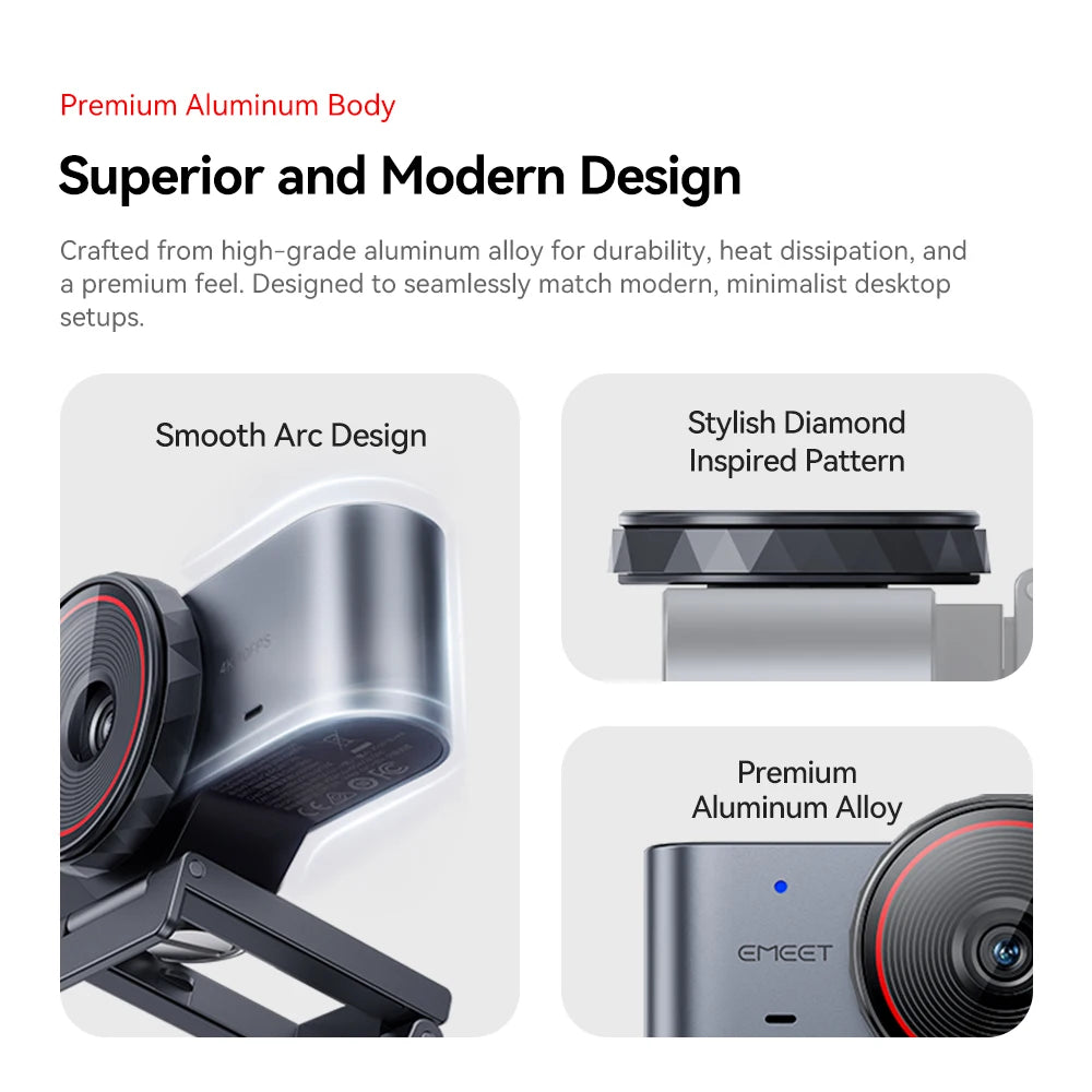 Webcam 4K Ultra HD with 1/1.5"Large Sensor & Metal Body,PC Accessories USB Camera for Online Meetings/Streaming/Content Creation