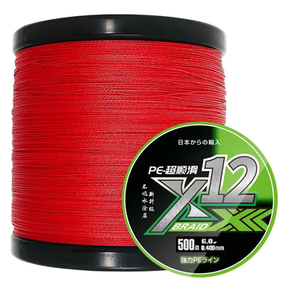 X12 Carp Fishing Line 300M 500M 1000M 12 Strands Braided Japan Multifilament PE Wire Super Strong Durable Smooth Tackle