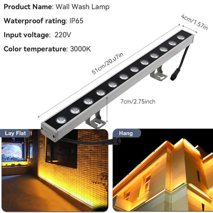Outdoor Waterproof Wall Lamp Modern Wall Washer LED Lamp Warm White Aluminum IP65 220V Hotel Canteen Balcony Exhibition Light