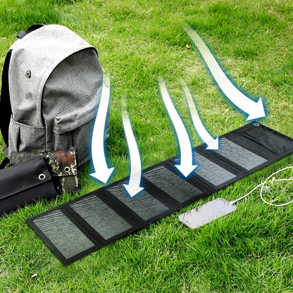 SMARAAD Hopfällbar Solpanel 60W – 6 Paneler, USB 5V, 21,8% Verkningsgrad, Kamouflage/Svart