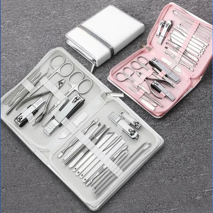 26 Pcs Manicure Set Stainless Steel Nail Clippers Cuticle Nipper Pedicure Care Tool Dead Skin Scissor Cleaning Grooming Ki
