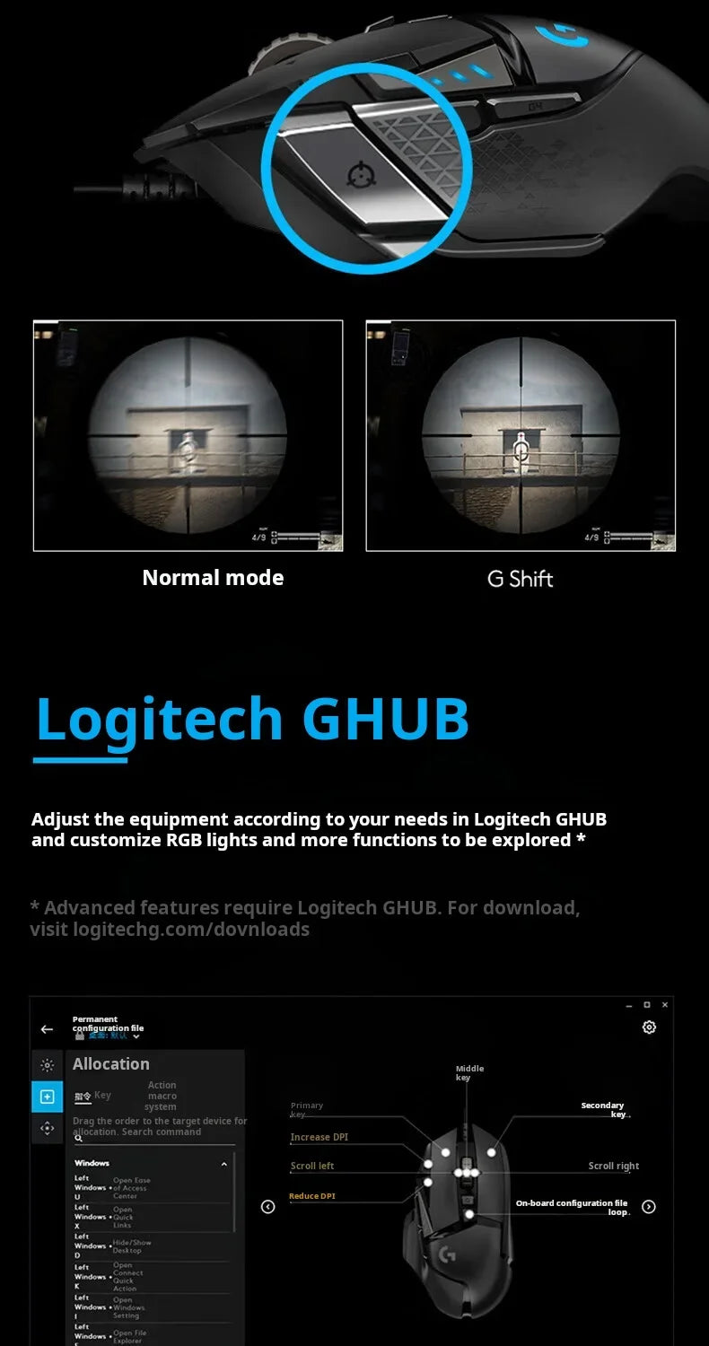 Logitech G502 HERO Cable Game Mouse E-Sports Eating Chicken Mechanical Mouse RGB Light Can Be Balanced To Eat Chicken Macro Prog