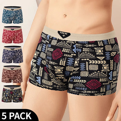 Herr Boxershorts 4/5-pack – Tryckta Plus Size Europeisk Storlek, Dubbel Användning Badshorts