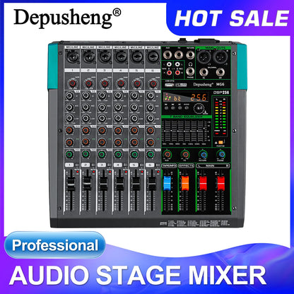 Depusheng MG6 6-kanals ljudmixer med Bluetooth och DSP