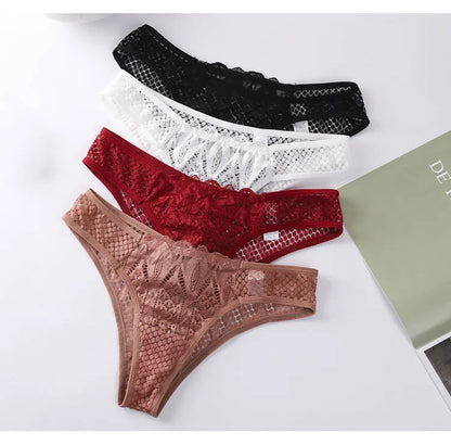 TERMEZY Women Sexy Lace Panties Low Waist Transparent Underwear Female G-String Solid Color Thong Soft Temptation Lingerie