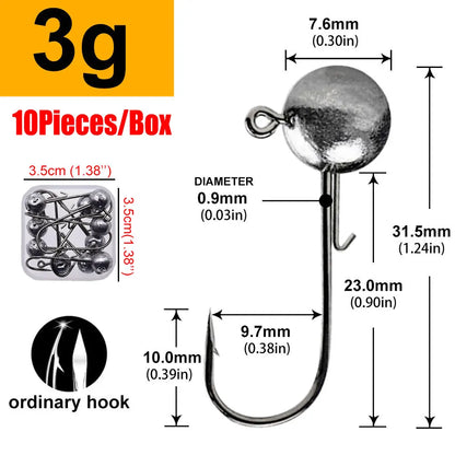 MrLurion Package Box 2g 3g 5g 7g 10g 12g 16g 20g jig head hook for fishing tackle ,crank carbon lure hook for worm soft