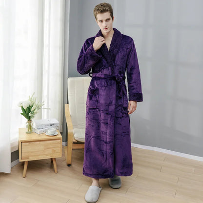 Female Autumn and Winter Warm Long Coral Velvet Thick Couple Bath Bathrobes Men Women Pajamas Shower Robe Bath Towels For Adults