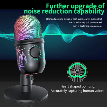 RGB Condenser Microphone with Breathing Light Desktop Mic Stand for Laptop PC Live Streaming Video Conference Online Game