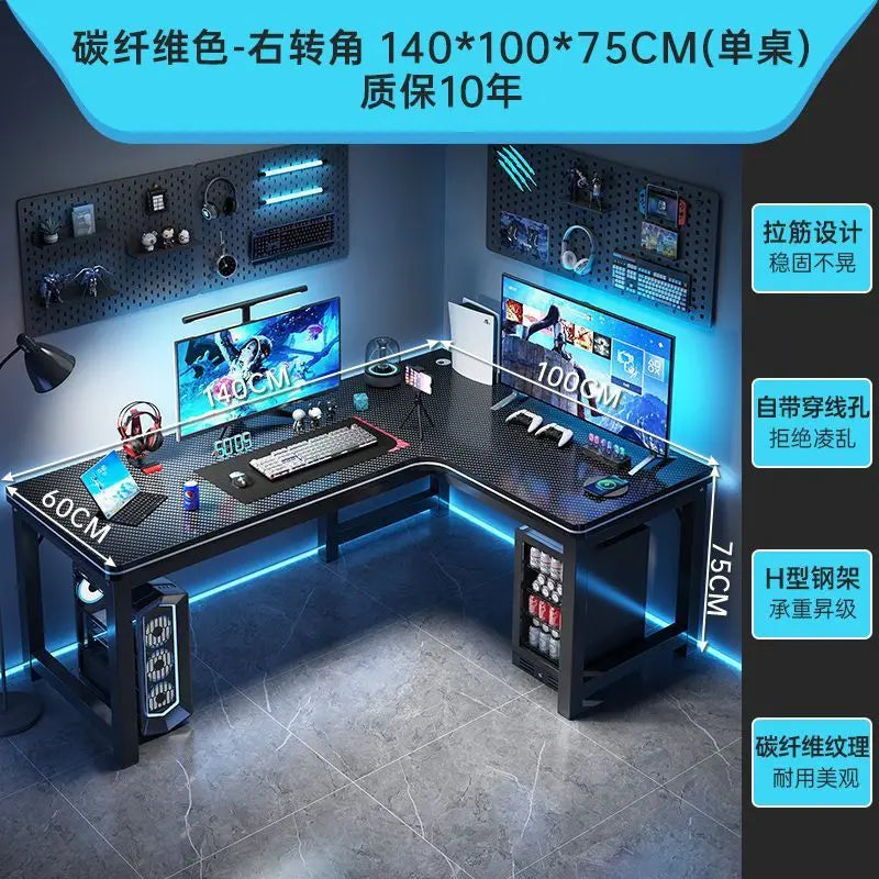 Corner Gaming Table Computer Desk Double Desktop for Home Student Bedroom Small Apartment Space Saving Workstation