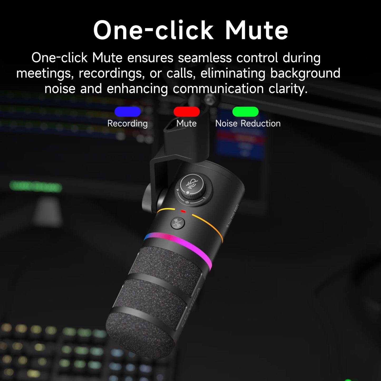COMICA D10 PRO RGB Cardioid USB/XLR Dynamic Wireless Microphone Gaming Mic Voice Noise Reduction for Streaming Interview Podcast