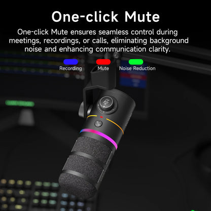 COMICA D10 PRO RGB Cardioid USB/XLR Dynamic Wireless Microphone Gaming Mic Voice Noise Reduction for Streaming Interview Podcast