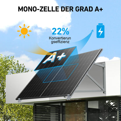 DOKIO Balkongkraftverk 1640W (4×400W DSP-400M) – Monokristallin, Plug & Play, Växelriktare ingår ej, Balkong/Terrass/Villa, EU-lager