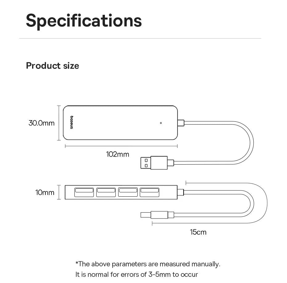 Baseus Usb Hub 4 Port ABS Hub Usb 3 0 for Laptop Multi Splitter Adapter For Xiaomi Lenovo Macbook PC Computer Accessories