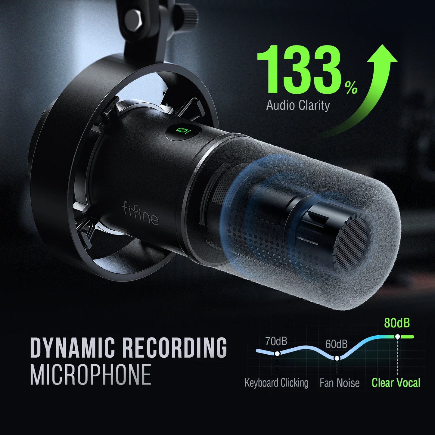 FIFINE USB/XLR Dynamic Microphone with Shock Mount,Touch-mute,Headphone Jack&Volume Control,for PC or Sound Card Recording -K688