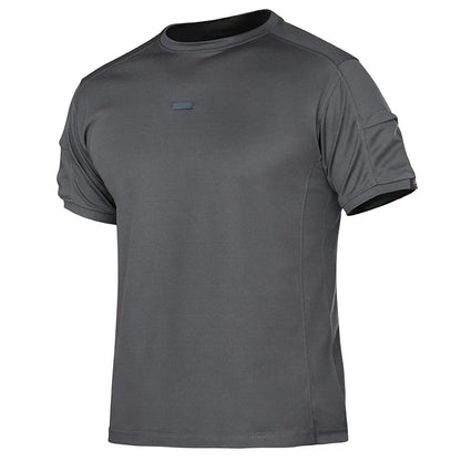 Men's 2026 Crew Neck Tactical T-Shirt With Pocket Summer Outdoor Training Tee Quick Dry Breathable Wear Resistant Sports Top