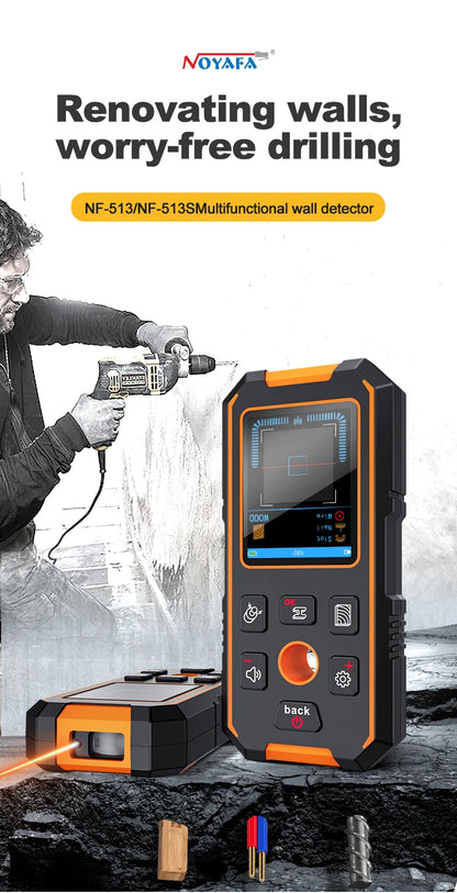 NOYAFA NF-513S Metal Detector Wall Scanner AC Live Cable Wires Metal Wood Stud Find with Positioning Hole Wall Detector