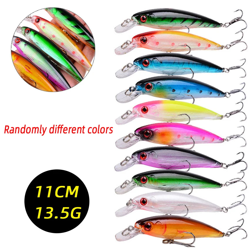 3/5/8PCS Fishing Lures Kit Minnow Popper Baits with Hooks Saltwater Freshwater Trout Bass Salmon Swimbait Fishing Accessories
