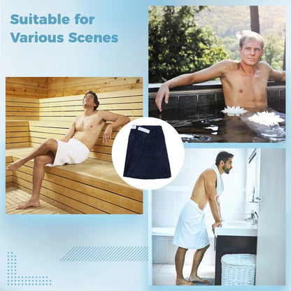 Men's Sauna Kilt With Pocket Men's Sauna Towel Wearable Bath Towel  Adjustable Sauna Towel Shower Towel With Elastic Waistband