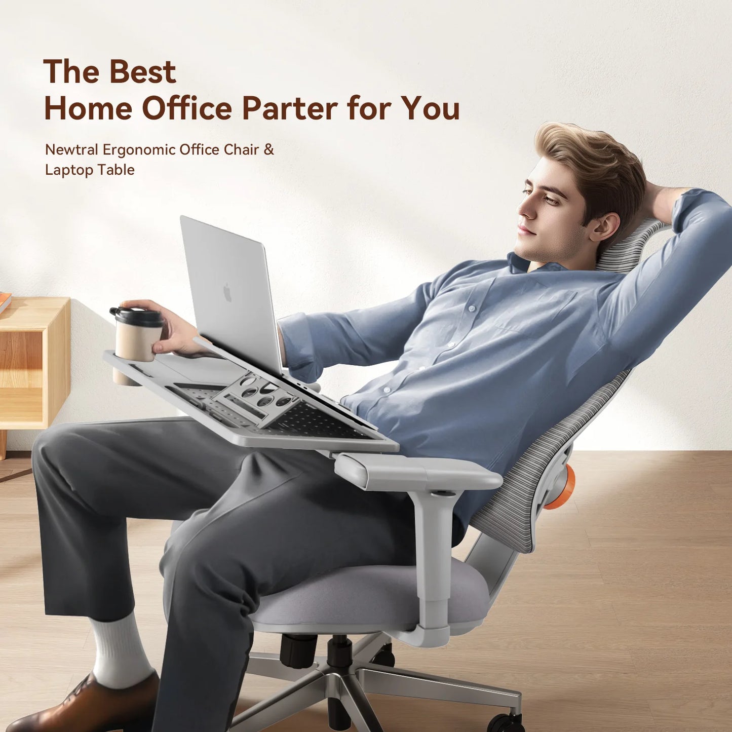 NEWTRAL Ergonomic Office Chair with Desktop,Adaptive Lower Back Support Gamer Chair,Adjustable Headrest Seat Depth Office Chair