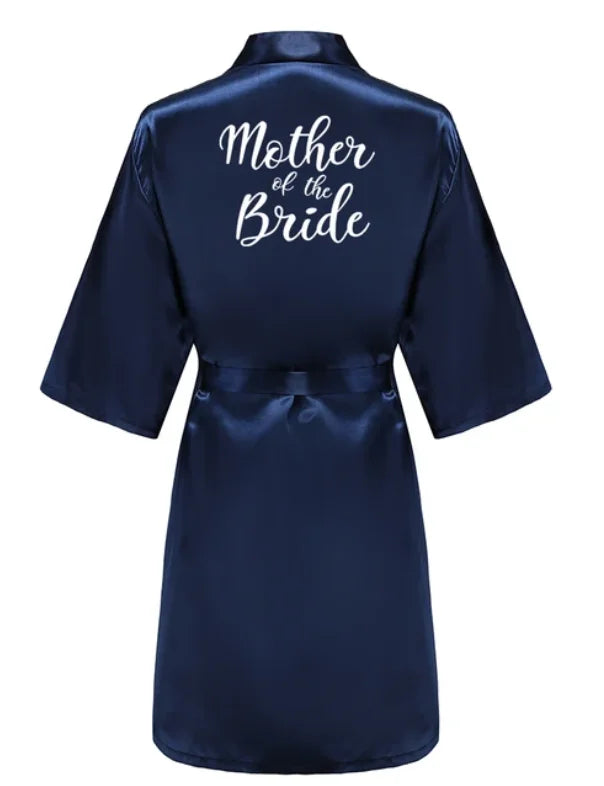 Satin Silk Robes Plus Size Wedding Bathrobe Bride Bridesmaid Mother Maid of Honor Gown Women Clothing Sleepwear Navy Blue