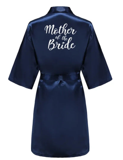 Satin Silk Robes Plus Size Wedding Bathrobe Bride Bridesmaid Mother Maid of Honor Gown Women Clothing Sleepwear Navy Blue