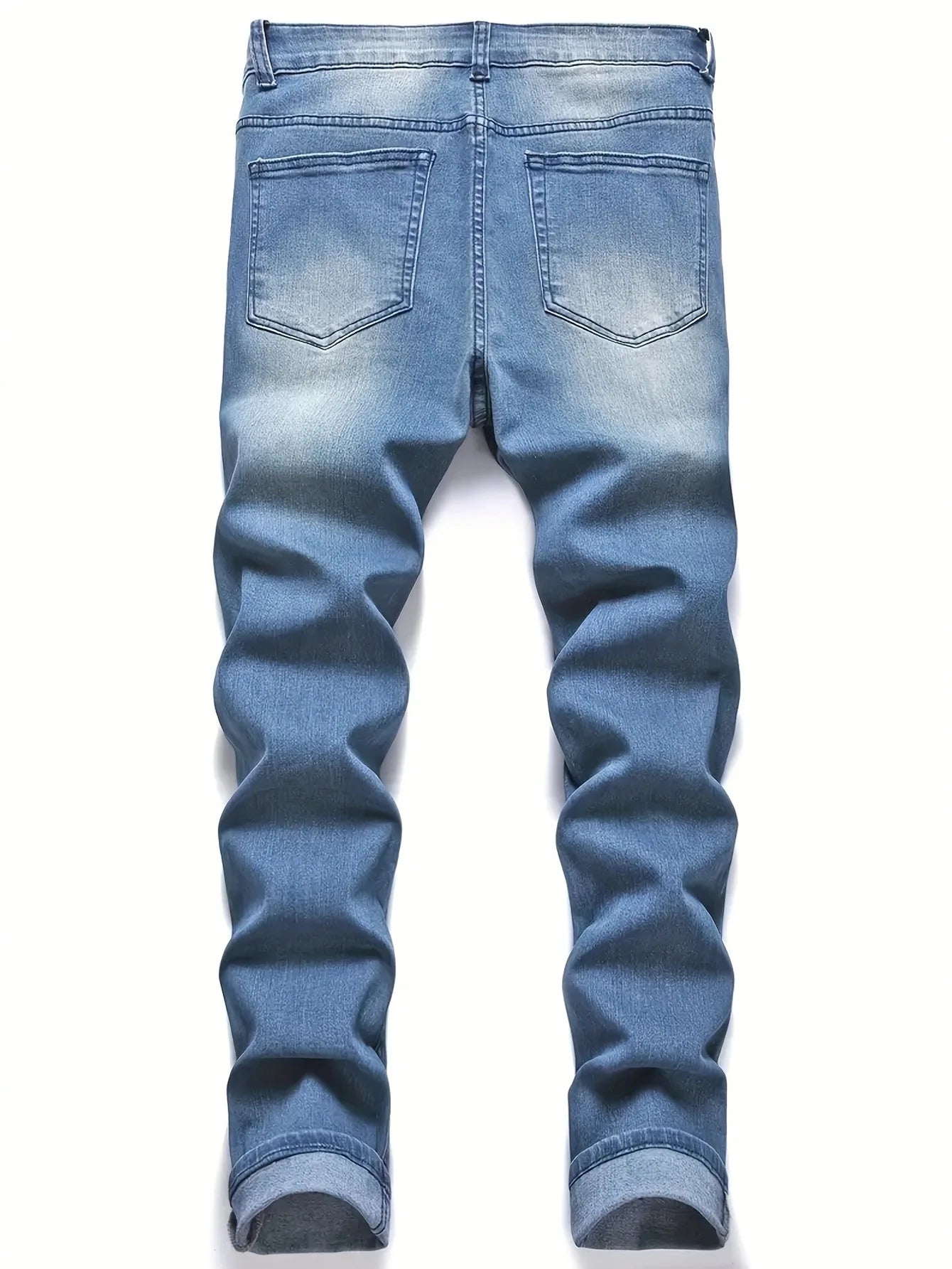 Denim Pant Men Jeans Vintage Washed Hole Sheath Pants High Waist Distressed Ankle Length Trousers Y2k Streetwear Casual Spring
