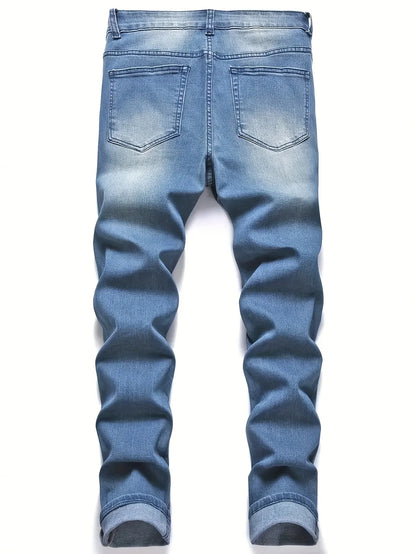 Denim Pant Men Jeans Vintage Washed Hole Sheath Pants High Waist Distressed Ankle Length Trousers Y2k Streetwear Casual Spring