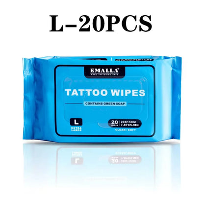 EMALLA Tattoo Aftercare Wipes Tattoo Cleansing Green Soap Cleaning Wipes for Tattoo PMU Clean Aftercare Skin Wipes Supplies