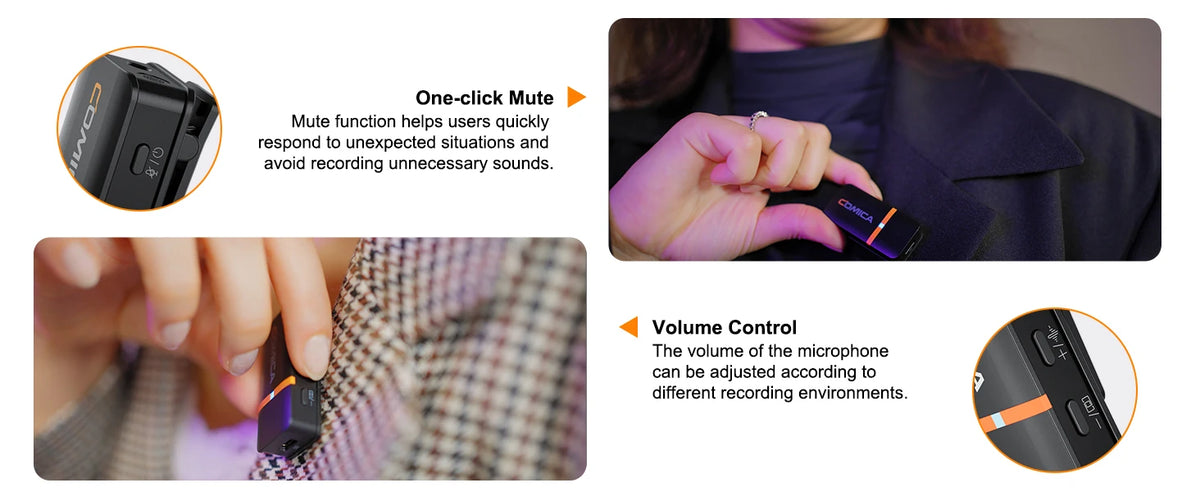 COMICA Vimo Q Four channel Mini Wireless Microphone Wireless Lavalier Microphone With Charging Case for Camera Smartphone PC