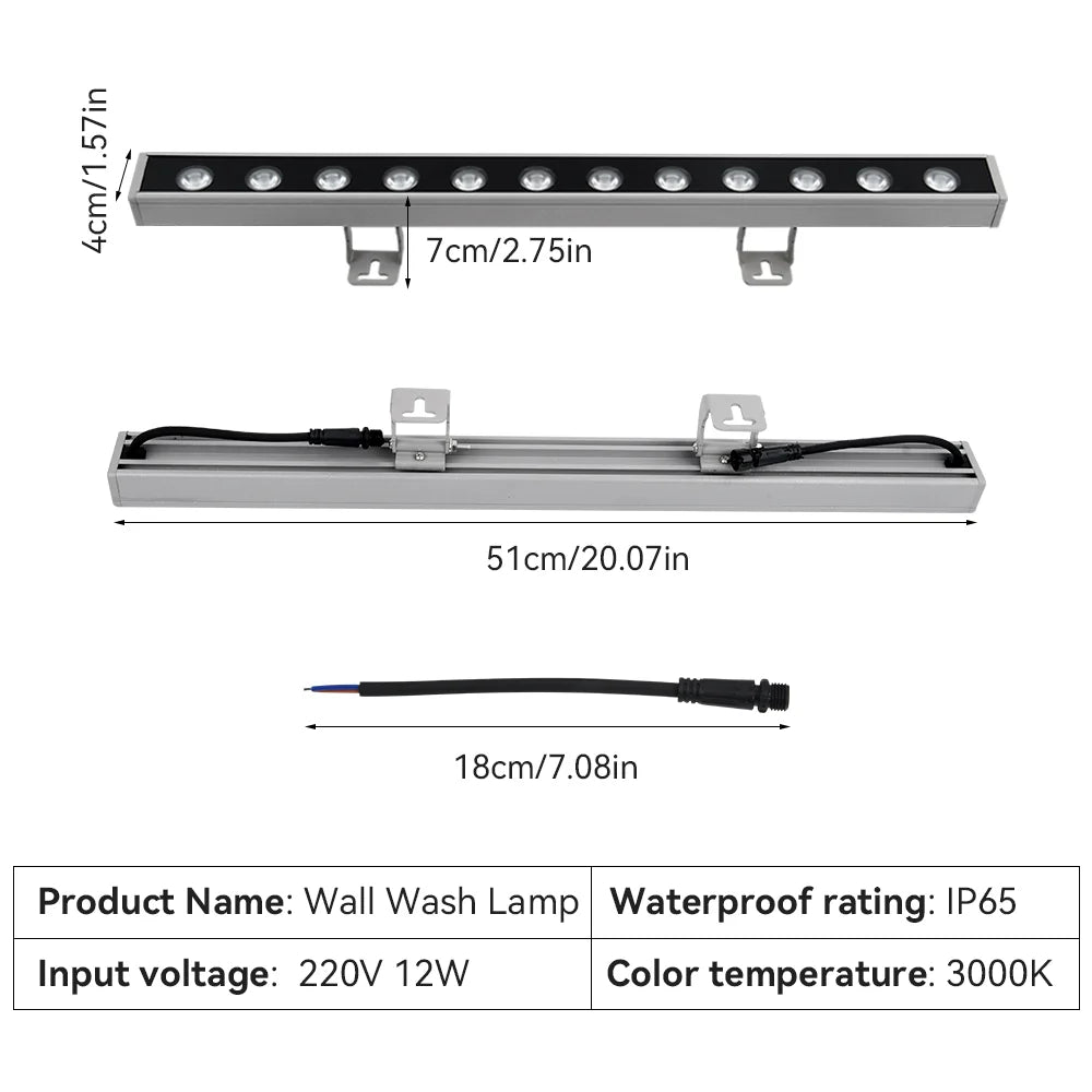 Outdoor Waterproof Wall Lamp Modern Wall Washer LED Lamp Warm White Aluminum IP65 220V Hotel Canteen Balcony Exhibition Light