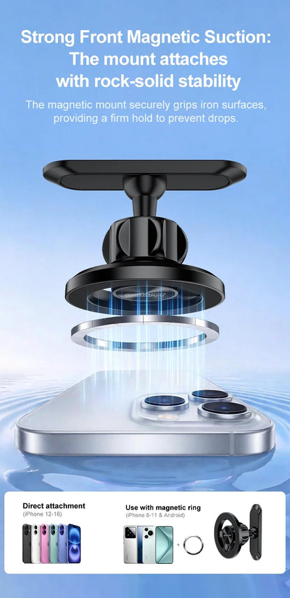 MagSafe Magnetic Phone Holder Double-Sided Strong Magnetic Stand 360° Rotating Anti Shake Metal Phone Mount for Golf Cart Gym