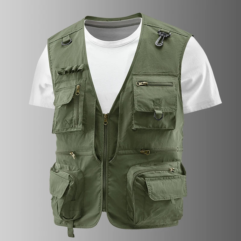 Fishing Vest Breathable Fishing Travel Mesh Vest with Zipper Pockets Summer Work Vest for Outdoor Activities